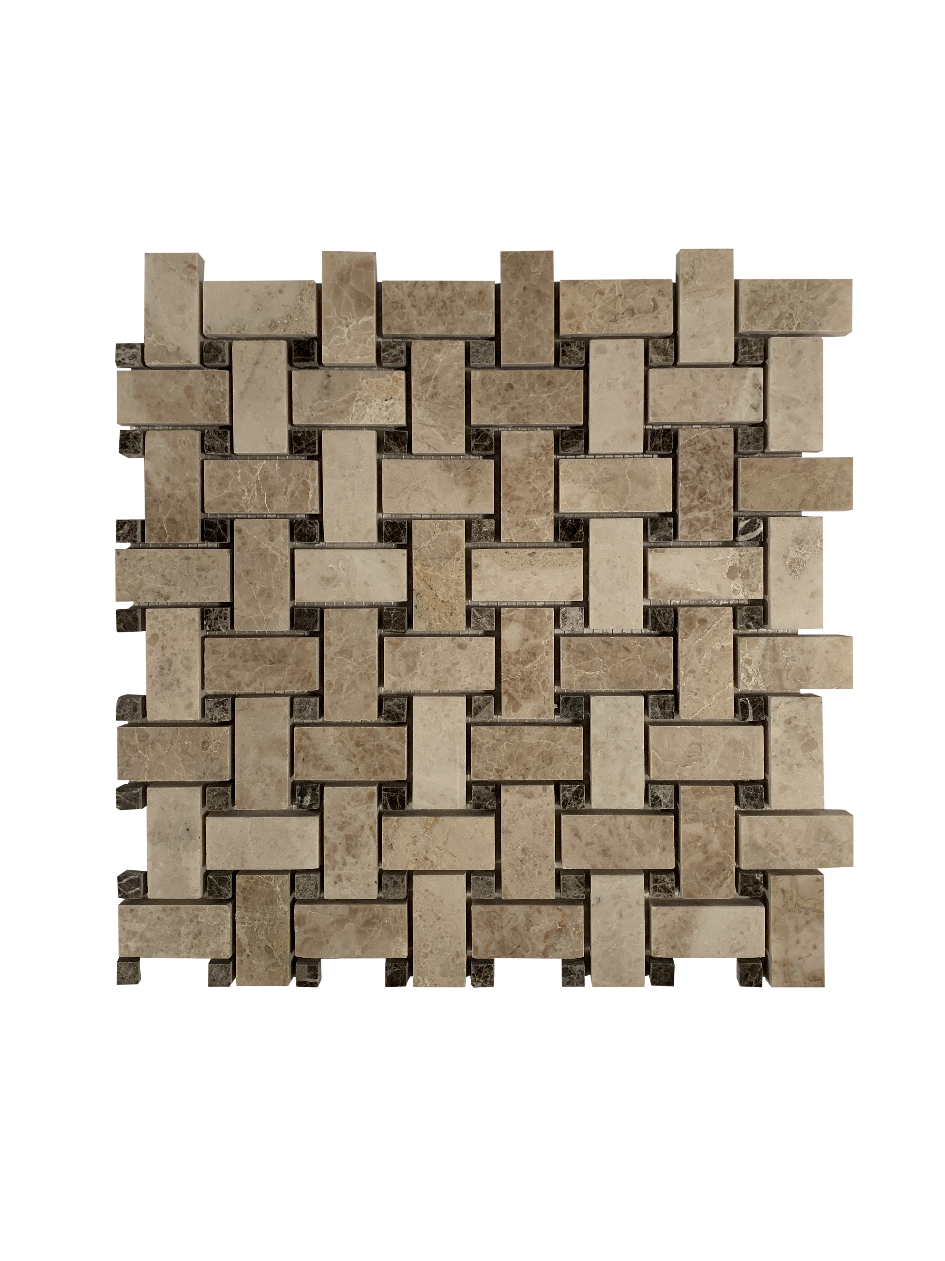 CAPPUCCINO MARBLE MOSAIC POLISHED BASKET WAVE DARK EMPERADOR DOT 1